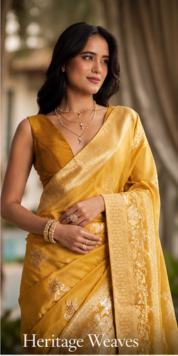 Mustard heritage silk saree